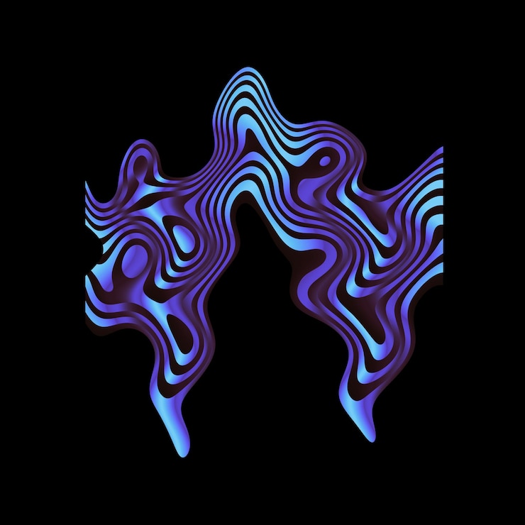 PSD abstract wavy digital art with gradient colors