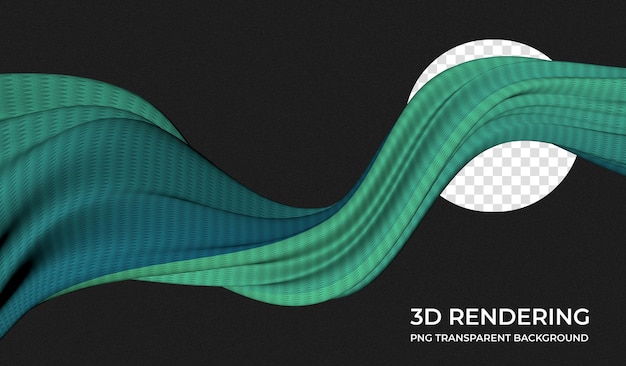 Абстрактная волнистая ткань с градиентными цветами 3d рендеринга прозрачного фона