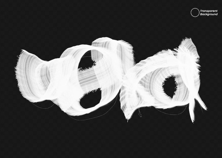 PSD abstract white brushstroke swirl on transparent background