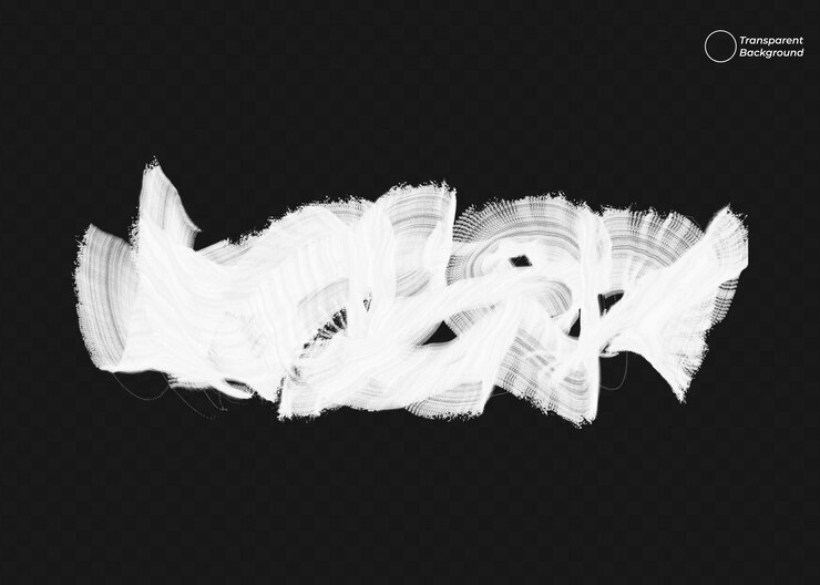 PSD abstract white paint brush strokes on transparent background