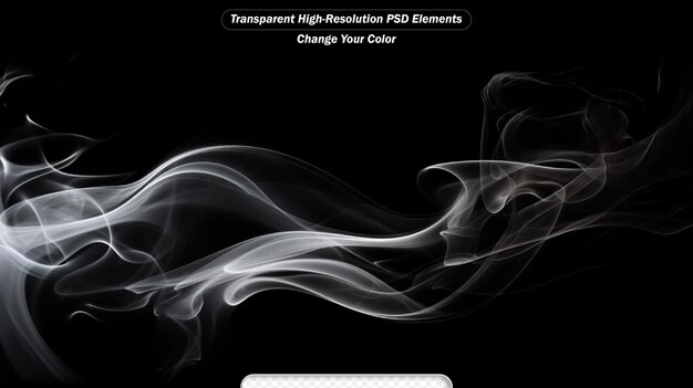 PSD abstract white smoke on black background