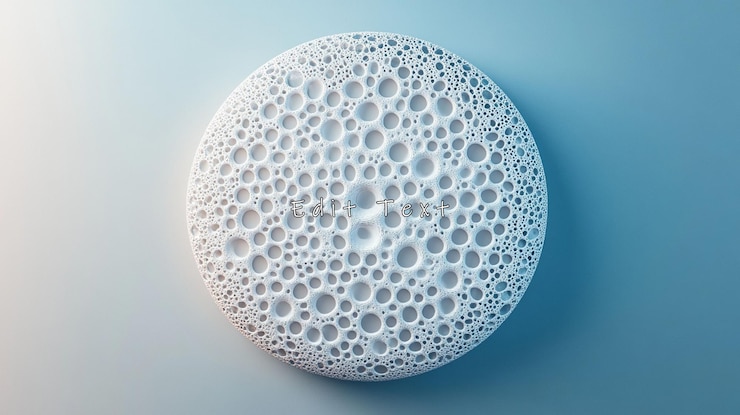 PSD abstract white textured circle on blue background