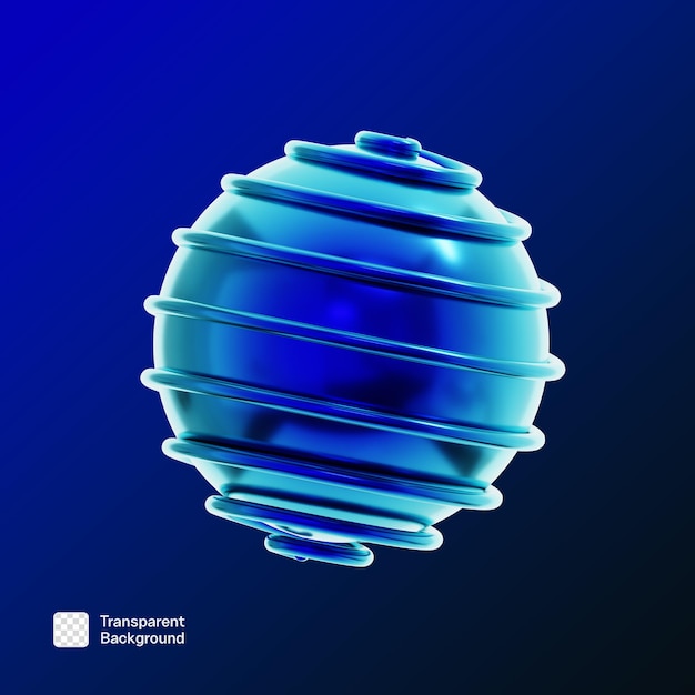 Abstract Y2K Geometric Shape 3D Icon PNG Template
