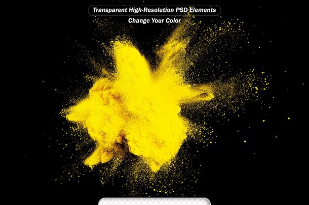 PSD abstract yellow dust explosion on black background