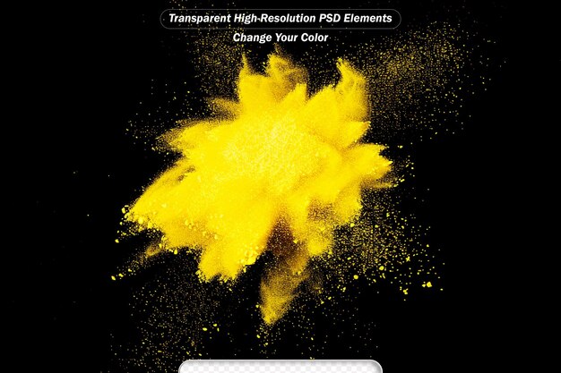PSD 추상적인 노란색 먼지 폭발이 검은색 배경에