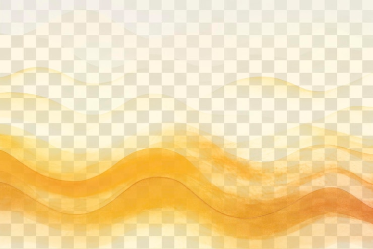 PSD abstract yellow wavy gradient png paint texture overlay transparent background