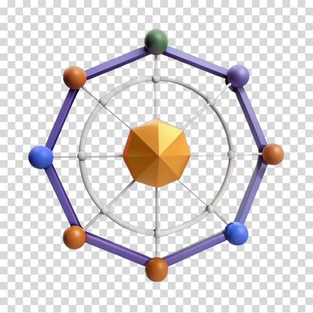 Abstracte 3D-netwerkmodel Hexagonale structuur met centrale kern