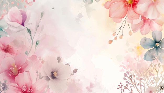 PSD abstracte achtergrond met waterverf bloemen