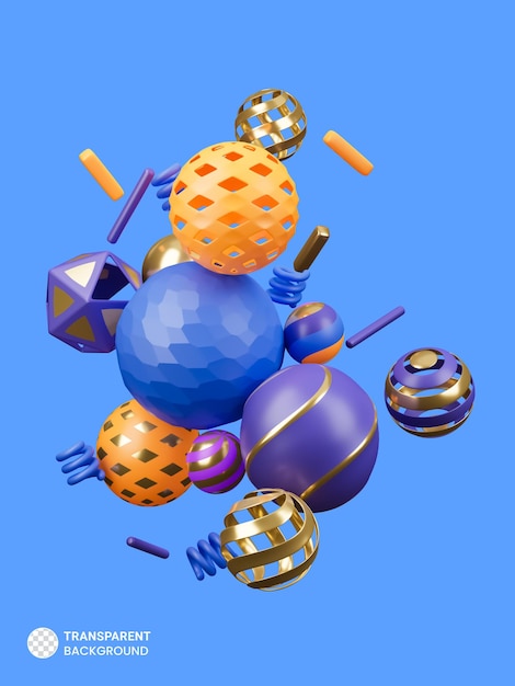 Abstracte ballen pictogram 3d render illustratie