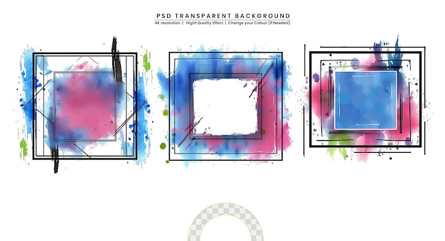 Abstracte blauwe aquarel op doorzichtige achtergrond