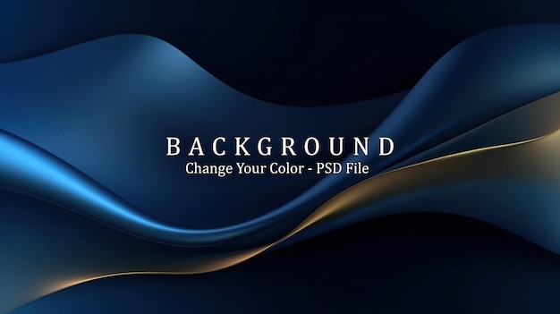 Abstracte blauwe golvende achtergrond met gouden lijngolf Generatieve AI