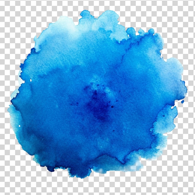 PSD abstracte blauwe waterverfvlek geïsoleerd op een doorzichtige achtergrond