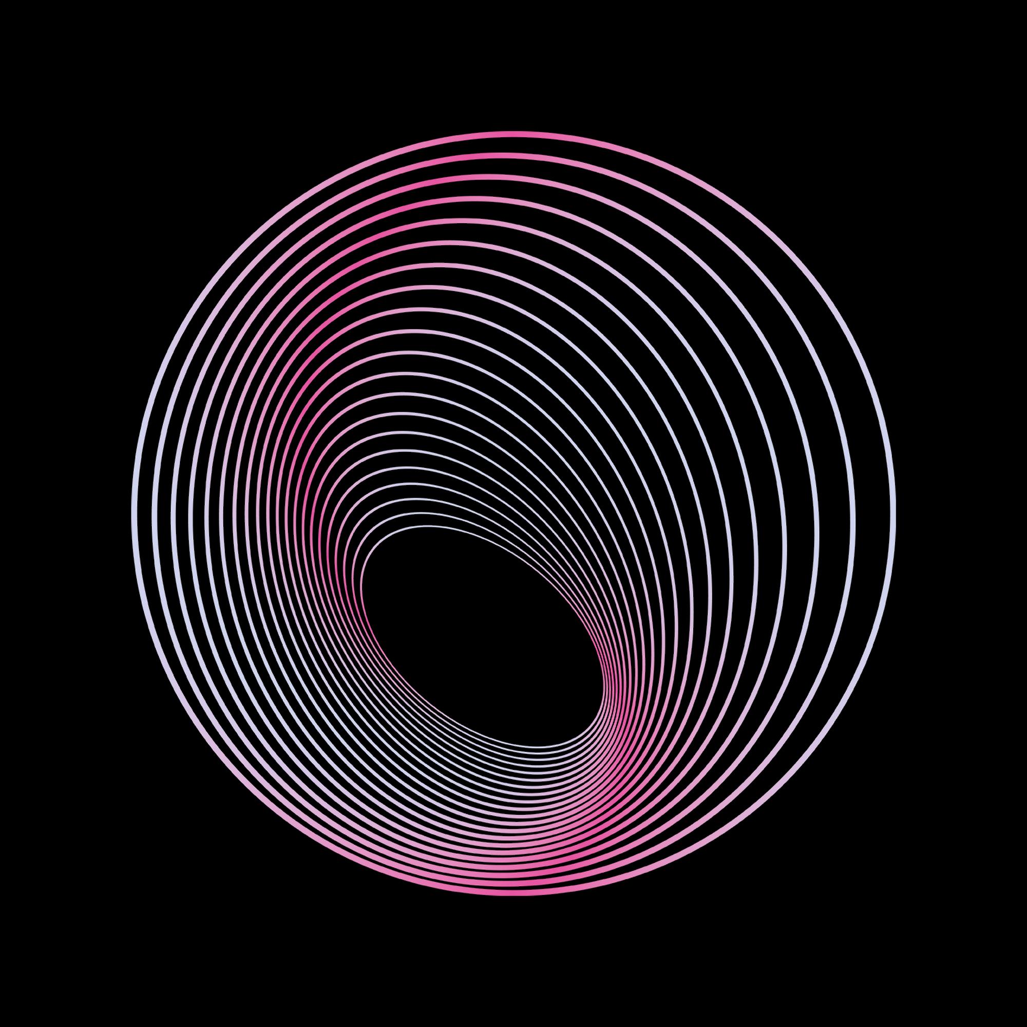 Abstracte cirkelvormige spiraal met roze gradiënt op zwart