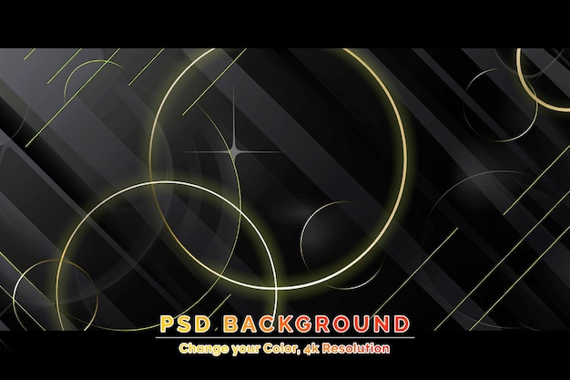 PSD abstracte donkere zwarte achtergrond overlappende lagen versieren gouden lijnen