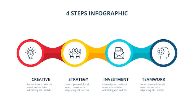 PSD abstracte elementen van grafiek, diagram met 4 stappen. creatief concept voor infographic.