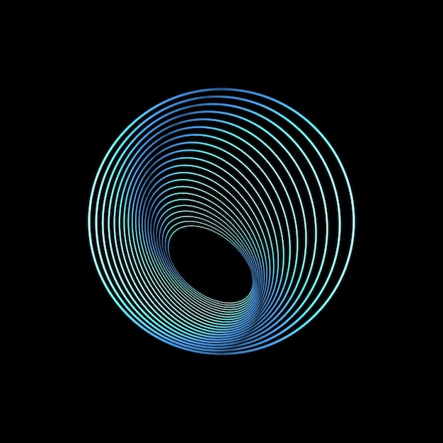 Abstracte geometrische optische illusie in blauw op zwart