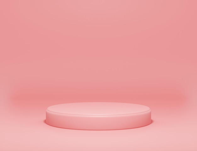 Abstracte minimalistische podium voor productpresentatie roze achtergrond 3d render illustratie