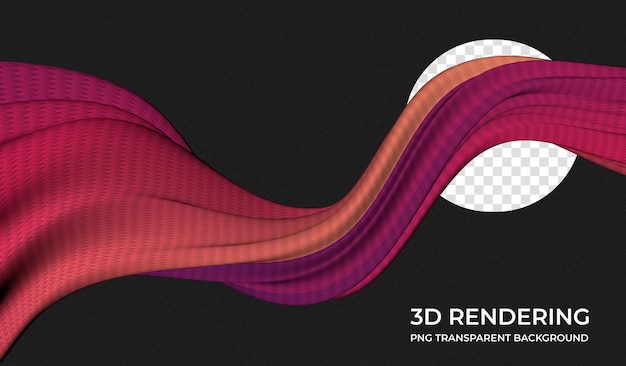 PSD abstrakcjonistyczna falista tkanina z gradientowymi kolorami 3d renderowania przezroczystym tłem