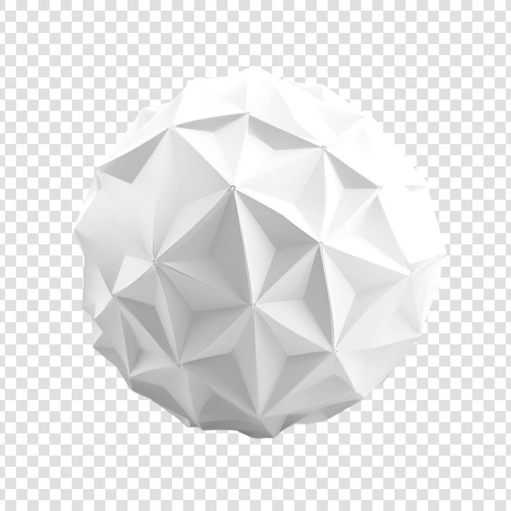 PSD abstrakcyjna biała geometryczna sfera na przezroczystym tle