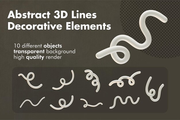 Abstrakcyjna Błyszcząca Biała Linia 3d Graficzne Elementy Dekoracyjne