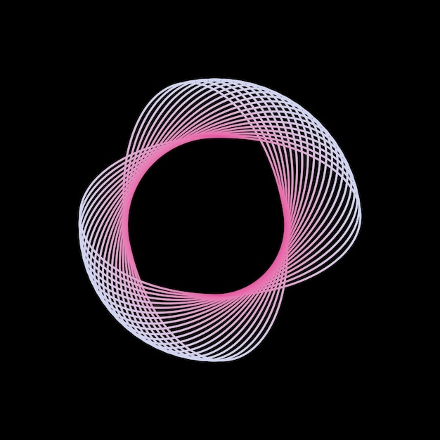 Abstrakcyjna forma geometryczna ze spiralą i liniami na czarnym tle