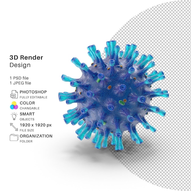 PSD abstrakcyjna struktura wirusa modelowanie 3d plik psd realistyczny wirus