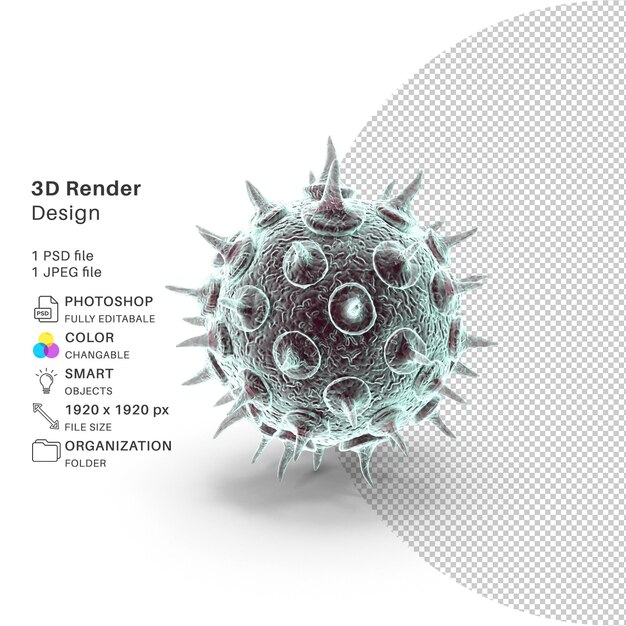 PSD abstrakcyjna struktura wirusa modelowanie 3d plik psd realistyczny wirus