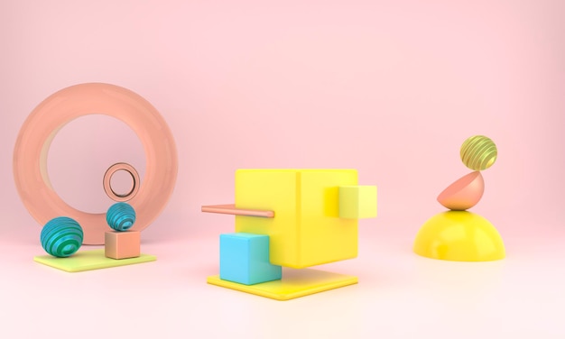 Abstrakcyjne geometryczne kształty wyświetlania produktów z minimalną i nowoczesną koncepcją renderowania 3D