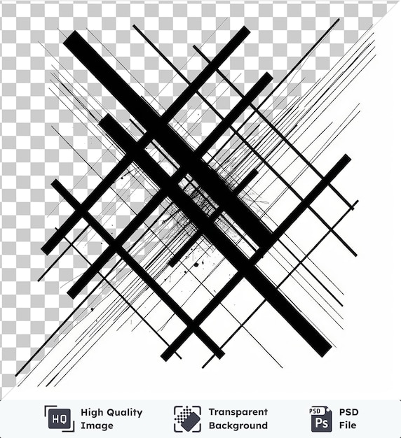 PSD abstrakcyjne linie geometryczne, symbol wektorowy, minimalistyczny obraz czarno-biały.