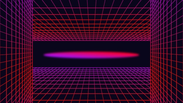 Abstrakcyjne linie i reflektory neonowe na jasnoczarnym tle
