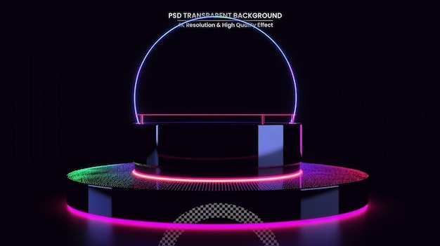 PSD abstrakcyjne podium w tle gra wideo e-sportu scifi gaming cyberpunk 3d futurystyczny neonowy pokój