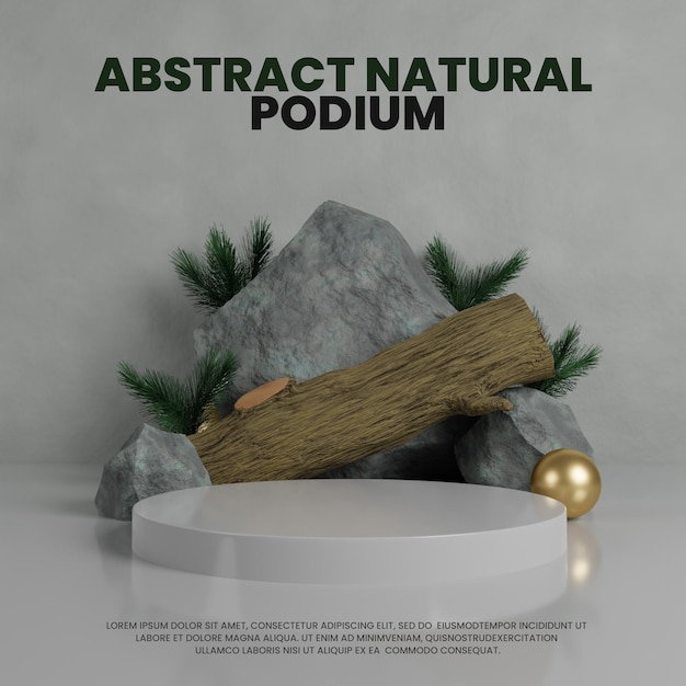 abstrakcyjne podium z naturalną realistyczną sceną