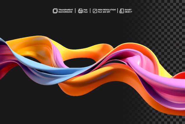 Abstrakcyjny kolorowy płynny projekt 3D z płynnością i głębią bez tła
