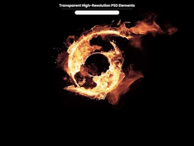 PSD abstrakcyjny krąg ilustracji 3d z przezroczystym płomieniem