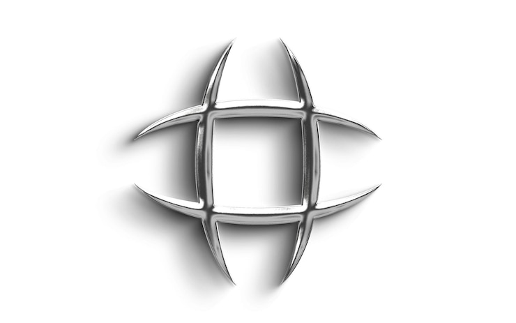 PSD abstrakcyjny metaliczny projekt na białym tle