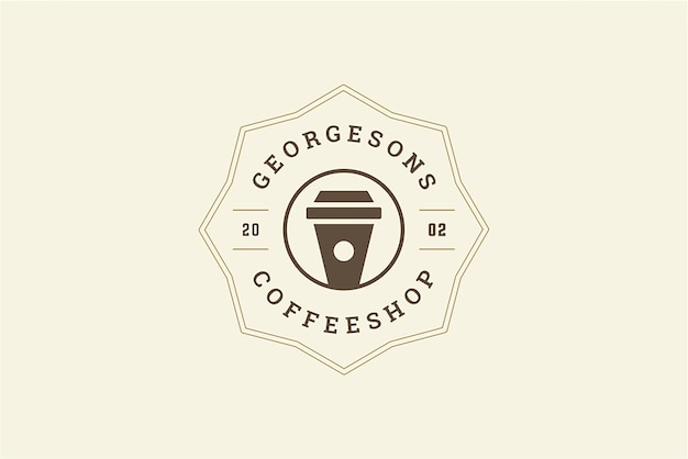 Abstrakcyjny ozdobny kątowy gwiazdkowy kubek papierowy do kawiarni bistro kawiarnia szablon projektowania logo