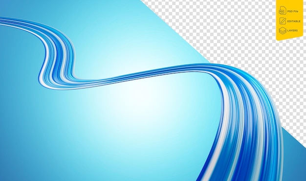 Abstrakt 3d skręcony niebieski przepływ płynny kształt akrylowy uderzenie farby nowoczesny projekt ilustracja 3d