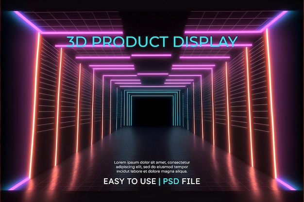 Abstrakt futuristisk baggrund med piedestal til produktpræsentation, 3D-rendering af podieprodukt