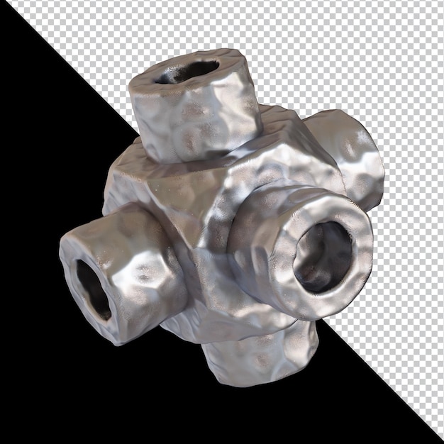 Abstrakt geometrisk form, futuristisk metalkomponent, 3D-rendering