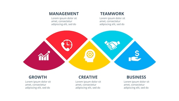 Abstrakt infografisk element med 5 muligheder. Kan bruges til banner eller webdesign.