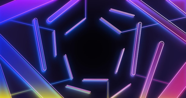 Abstrakt neonbakgrunn psd, gamer horisontalt skrivebordsbakgrunnsbilde, 4k panoramabakteppe