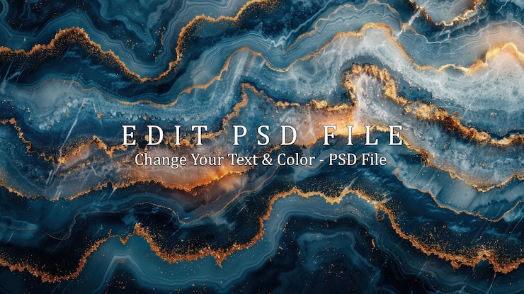 PSD abstrakt niebieski i złoty marmur tło