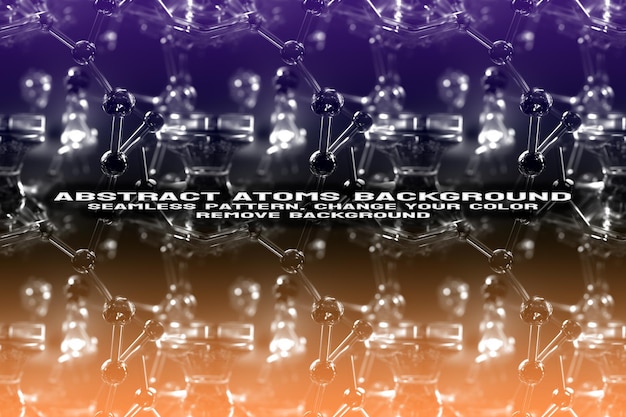 Abstrakt texturerad bakgrund med redigerbart molekyl- och atommönster i PSD-format