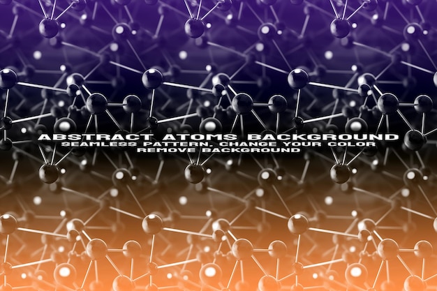 Abstrakt texturerad bakgrund med redigerbart molekyl- och atommönster i PSD-format