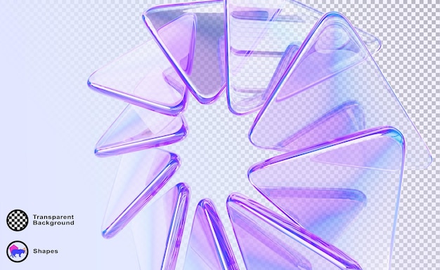 Abstrakti 3d-taustakuva, jossa on lasiympyrävaikutelma rivikolmiolevymuodoista värikäs valo irisoiva neon holografinen gradientti Renderöity digitaalinen graafinen designtekninen banneri