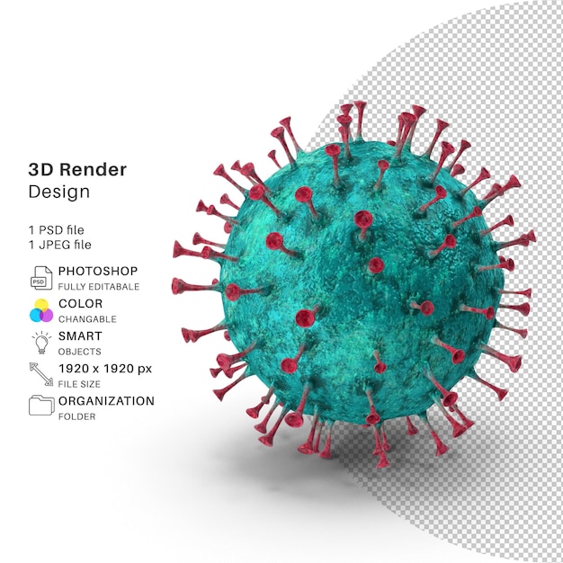 Abstrakti viruksen rakenne 3D-mallinnus PSD-tiedosto realistinen virus