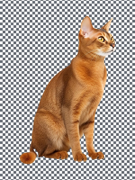 PSD abyssinian cat in curiosty mood isolated on a transparent background