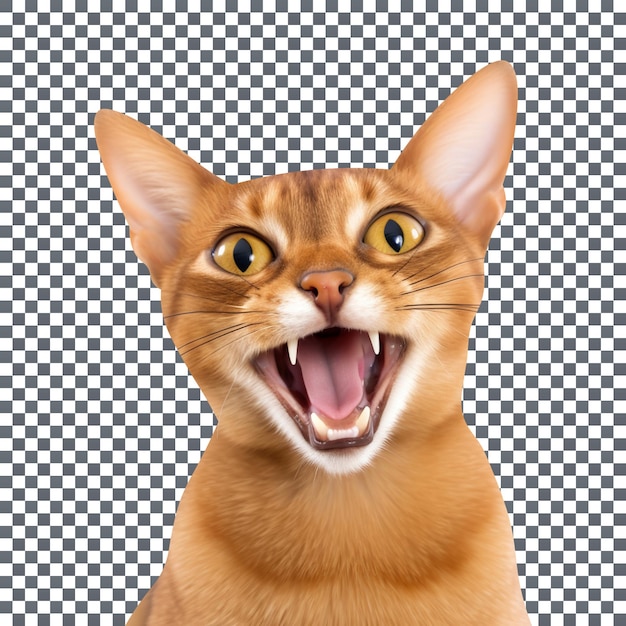 PSD abyssinian cat in playing mood isolated on a transparent background