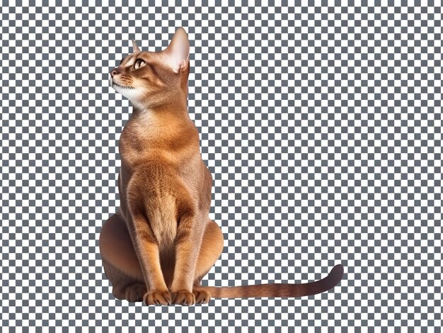 PSD abyssinian cat in a relaxed mood isolated on a transparent background