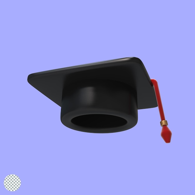 PSD berretto di laurea accademica convocazione universitaria cappello 3d rendering illustrazione isolata